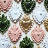 Decorative heart in green ceramic "pearls"