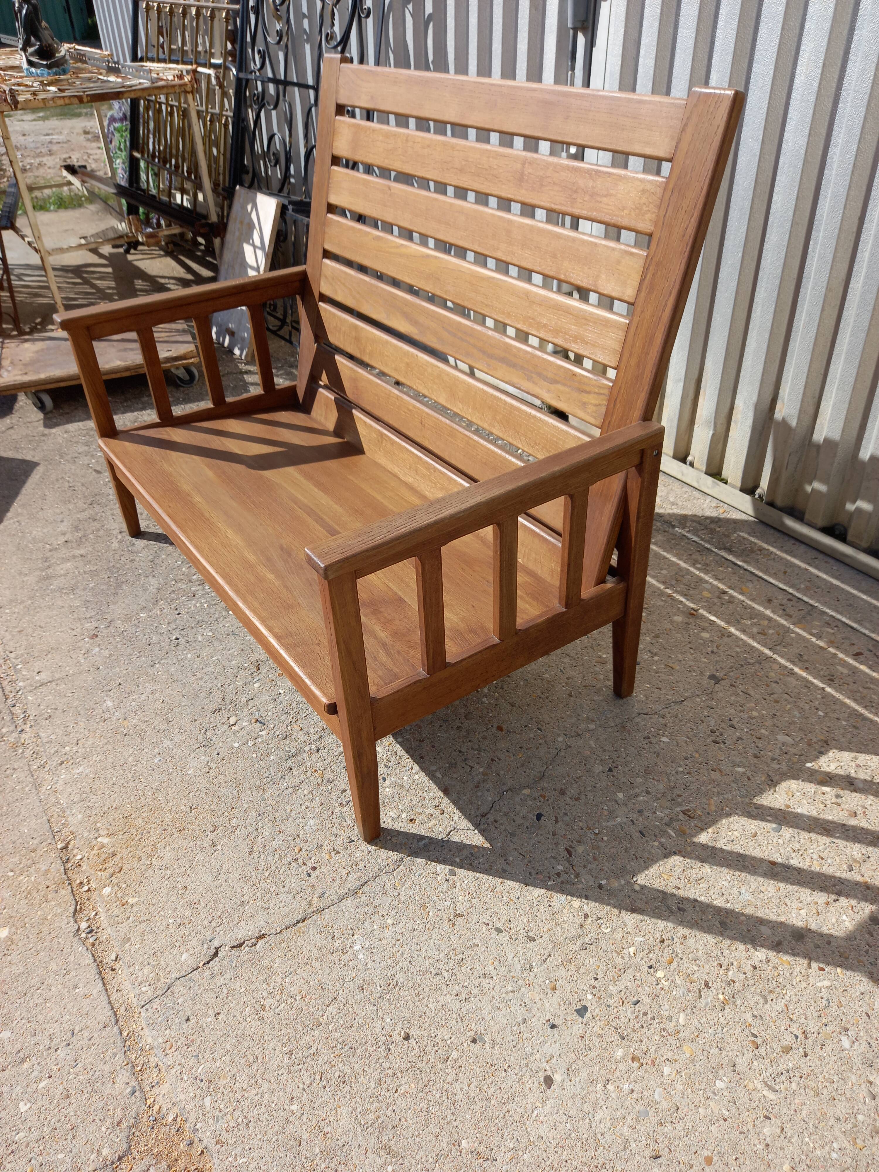 Scandinavian style oak bench in the 60s