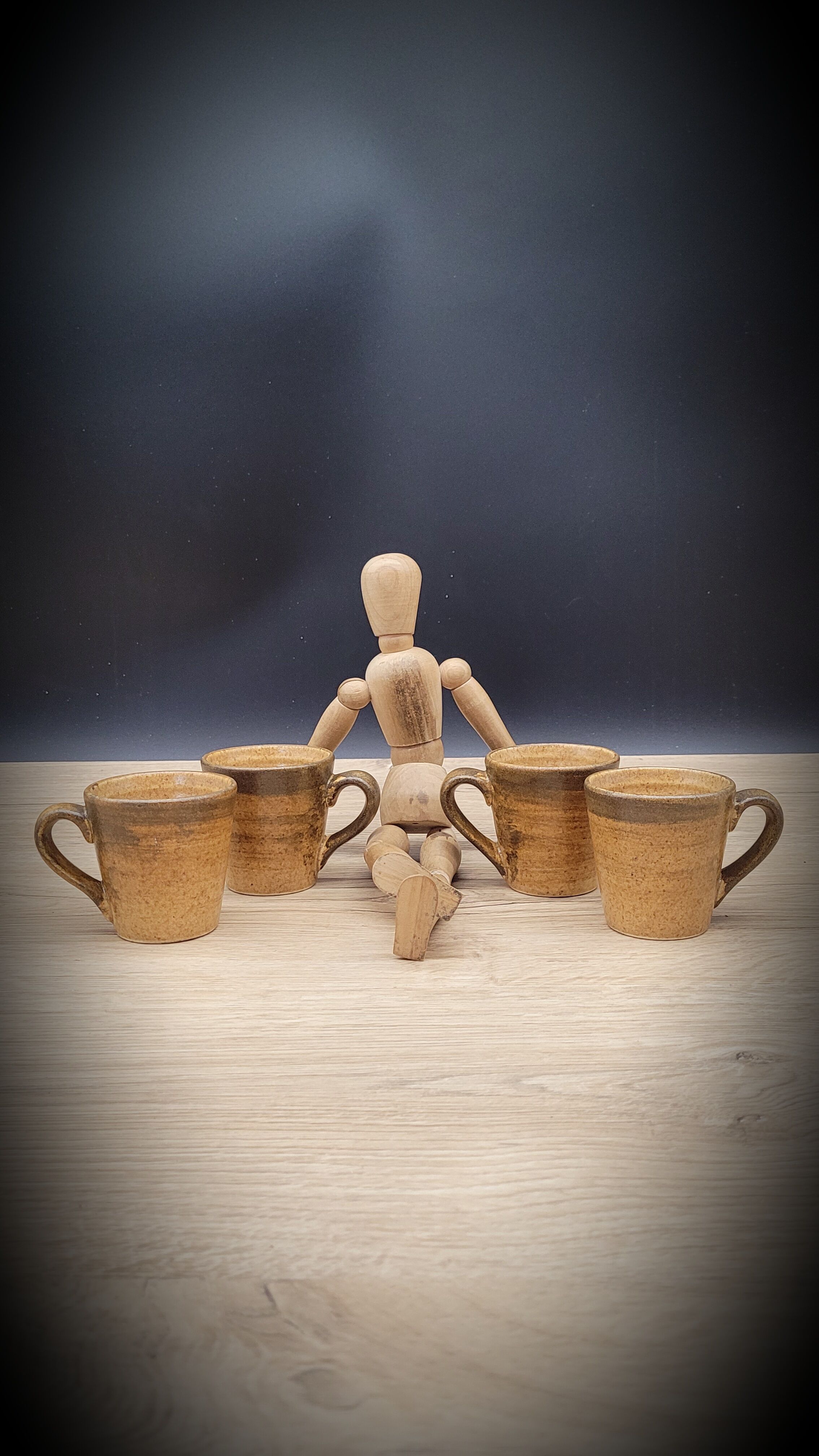 Set of 4 cups coffee stoneware
