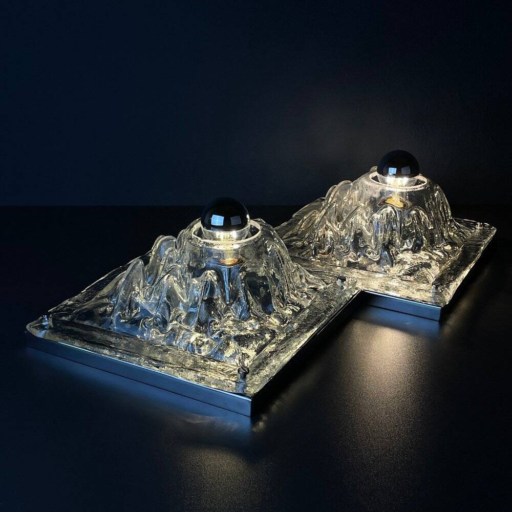 Murano wall lamps Polifemo by Angelo Brotto for Esperia, Italy, 1970s, set of 2