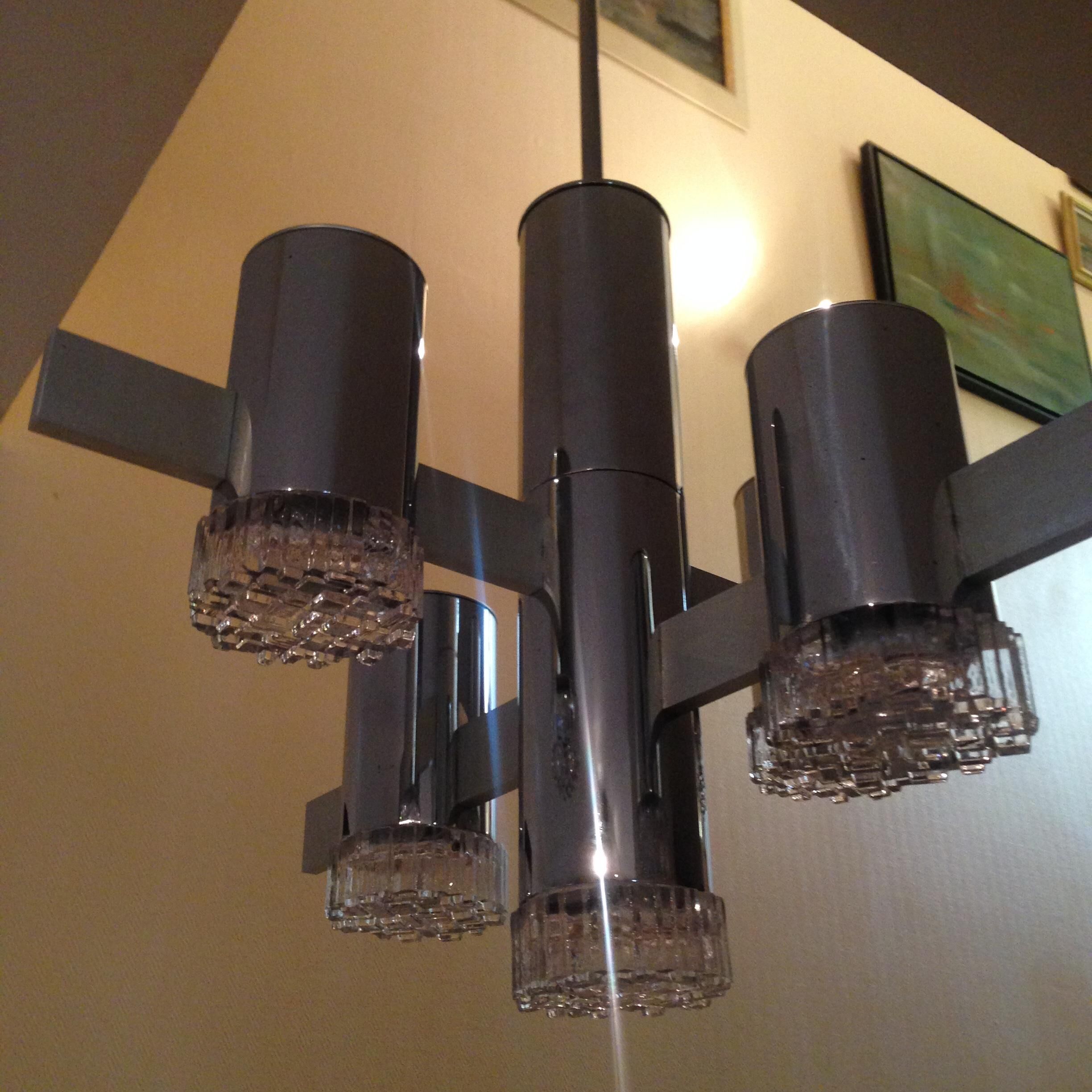 Sculptural chandelier Italian Gaetano Sciolari space age