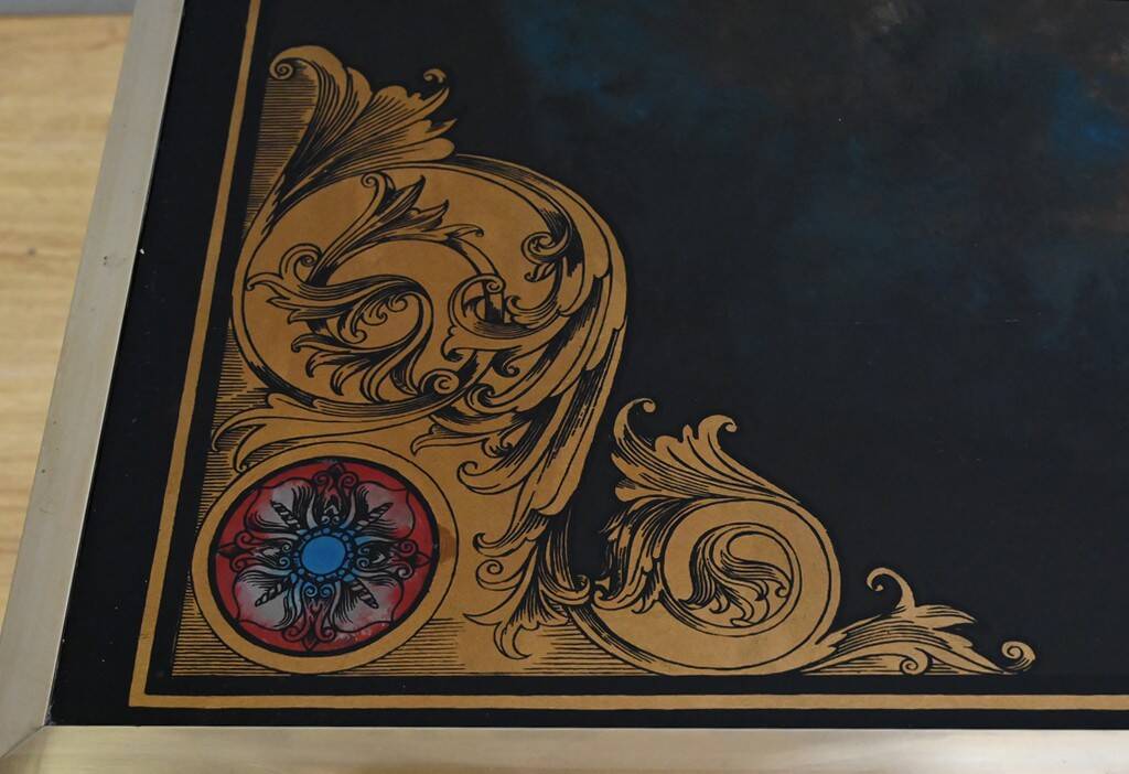 Grande table basse échiquier en acajou, goût Jansen – 2ème partie XXe