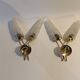 Pair of 1960 wall lamps in gilded brass and cut glass