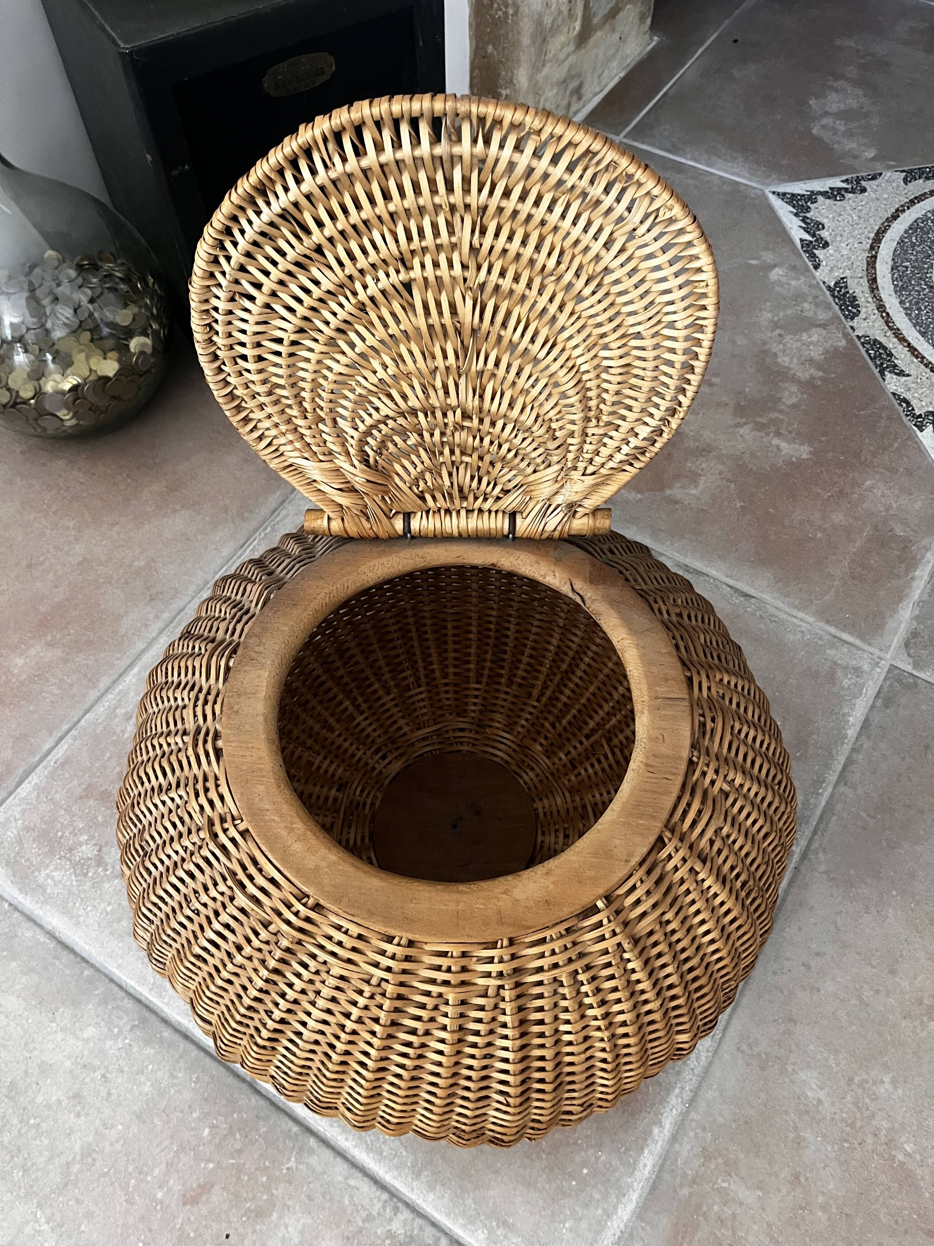 Wood and wicker basket