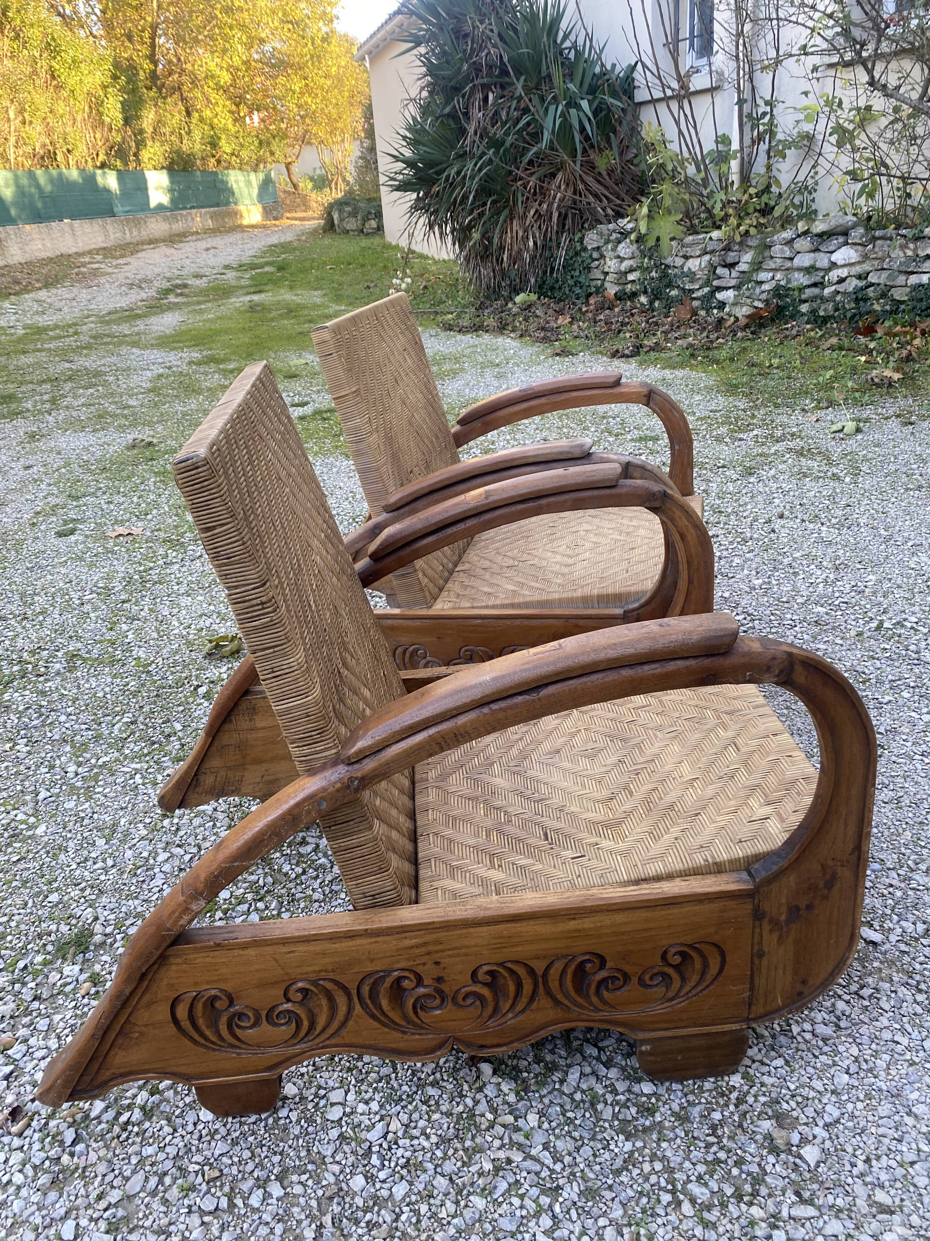 Pair of Art Deco colonial armchairs