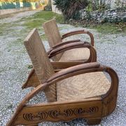 Pair of Art Deco colonial armchairs
