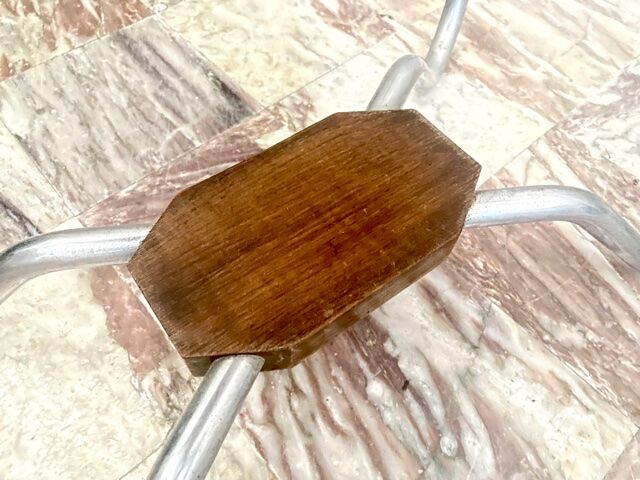 Art Deco pedestal table wood and chrome