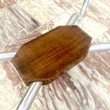 Art Deco pedestal table wood and chrome