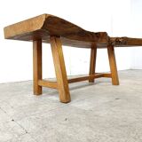 Vintage wooden brutalist coffee table, 1960s