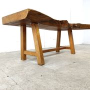 Table basse vintage brutaliste en bois, 1960