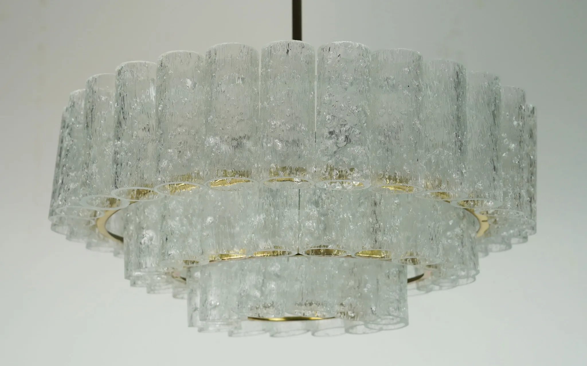 1960s vintage mid century doria ice glass CHANDELIER with 63 glass tubes