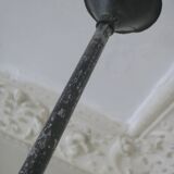 Brutalist wrought iron and copper 2-arm chandelier, 1960s