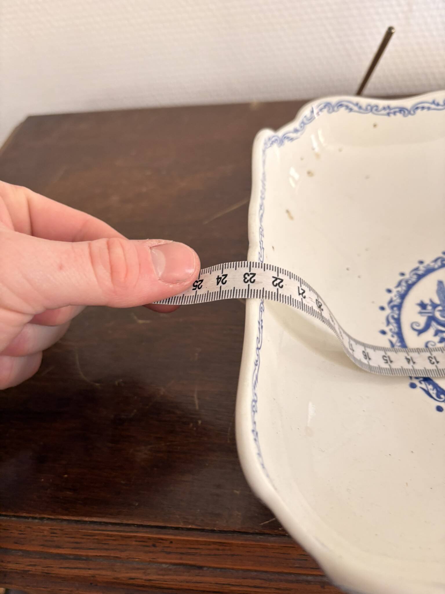 Old Dish Basket Vegetable Dish Earthenware Gien Rouen Renaissance Blue Model