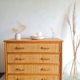 Vintage rattan chest of drawers circa 70s