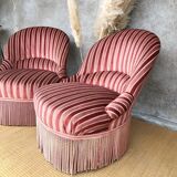 2 pink vintage toad armchairs