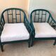 Paire de fauteuils vintage en rotin bleu