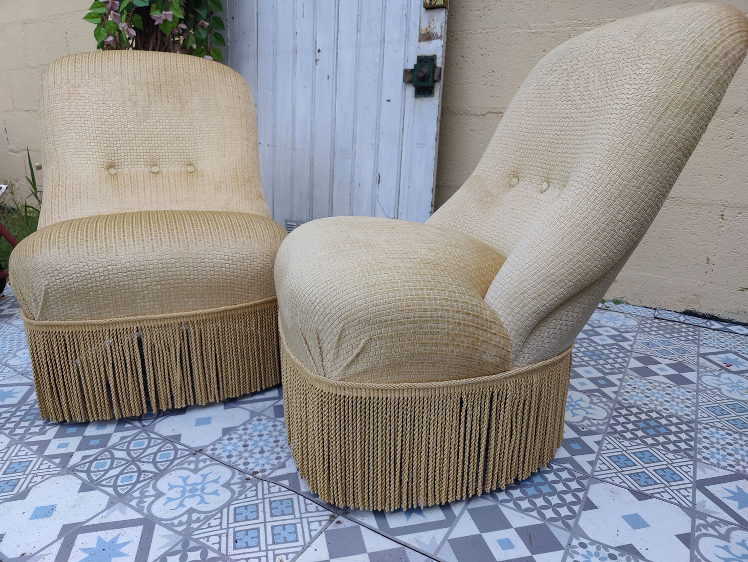 Pair of toad armchairs