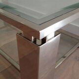 Table basse moderniste chromée. Travail français. Vers 1970