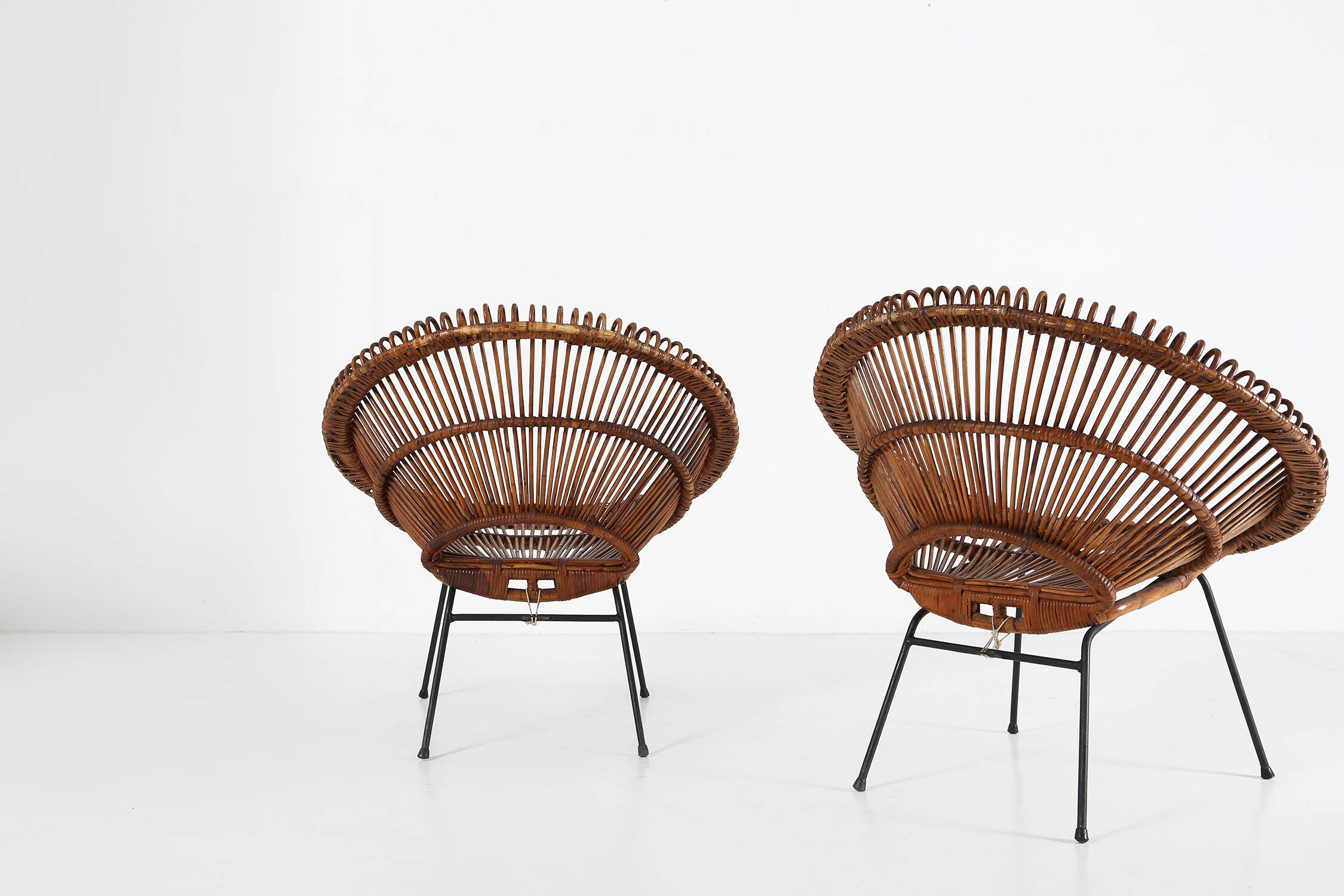 Pair of rattan Lounge Armchairs, 1960s