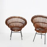 Pair of rattan Lounge Armchairs, 1960s