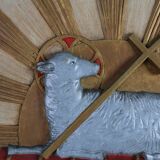 19th Century Religious Carved Wooden Agnus Dei Panel, France