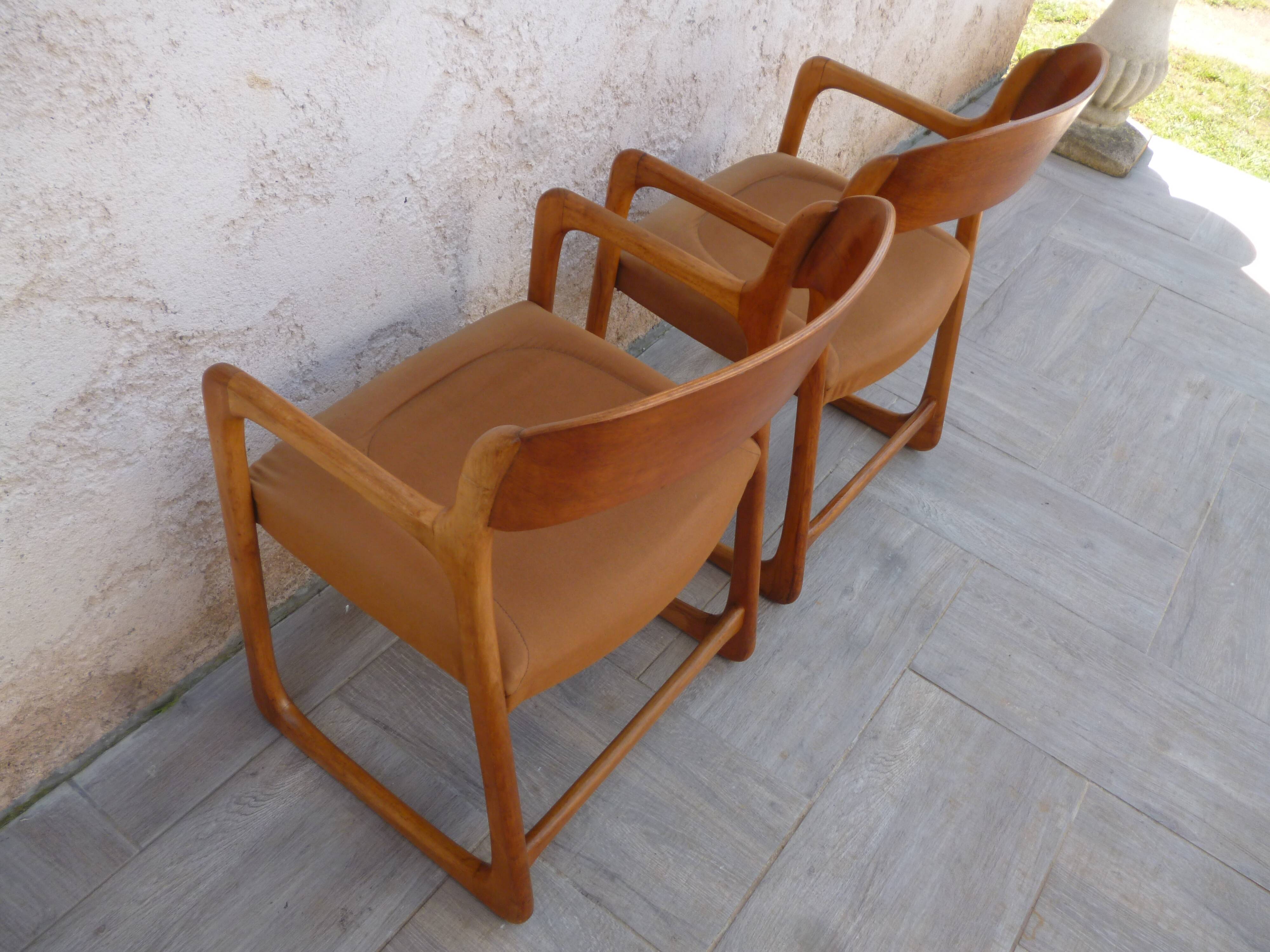 Pair of Baumann armchairs model sled