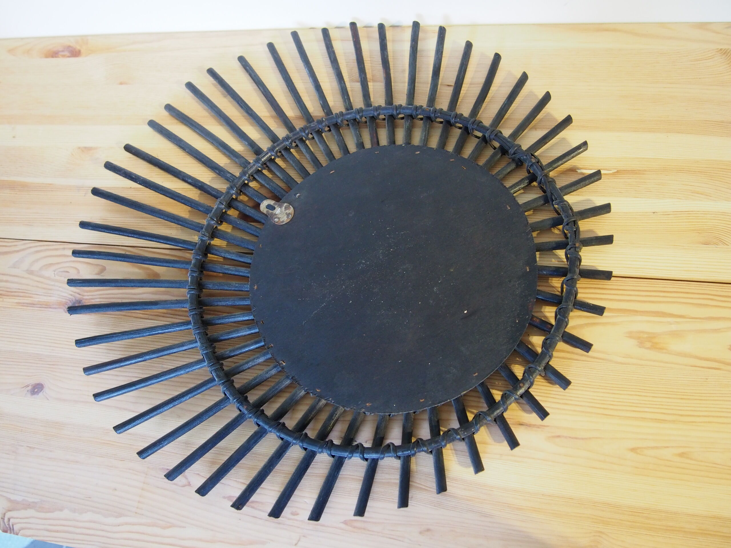 Sun mirror in vintage old rattan 56cm