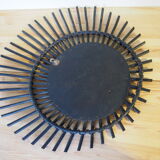 Sun mirror in vintage old rattan 56cm