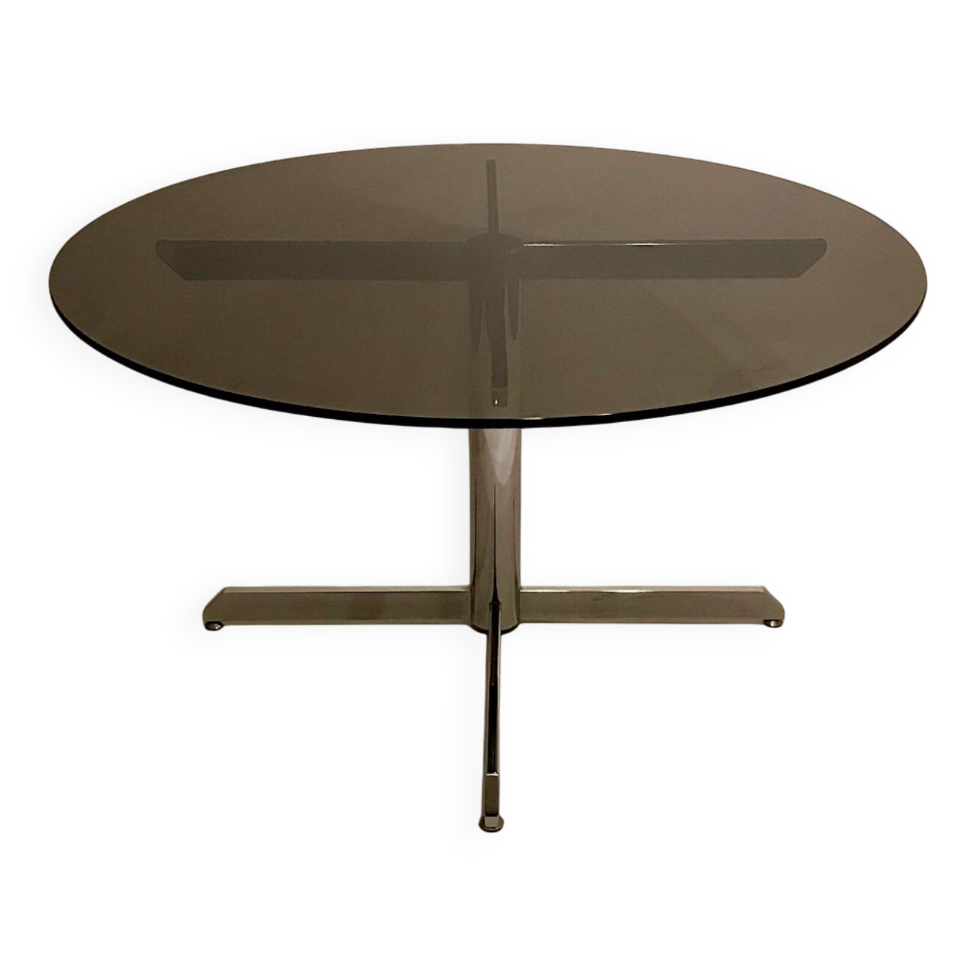 Table à manger à plateau en verre fumé - c. 1970 - Roche Bobois