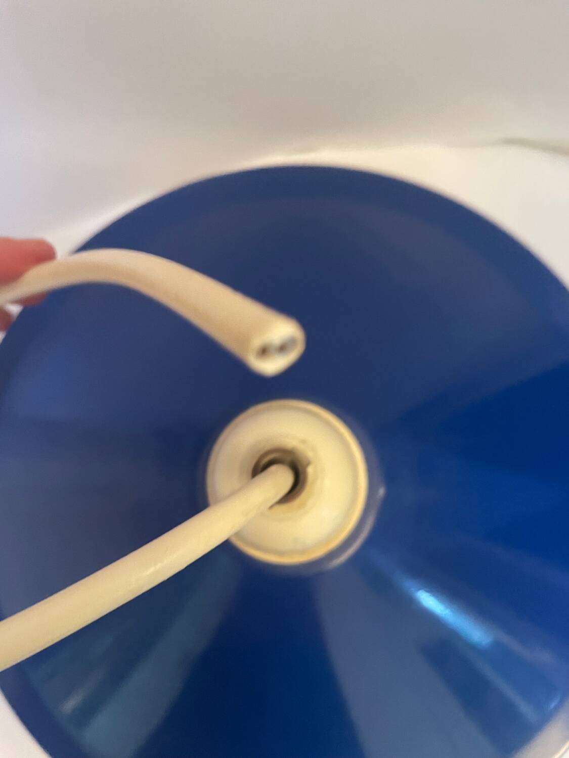 Blue metal pendant light from the 70s/80s vintage