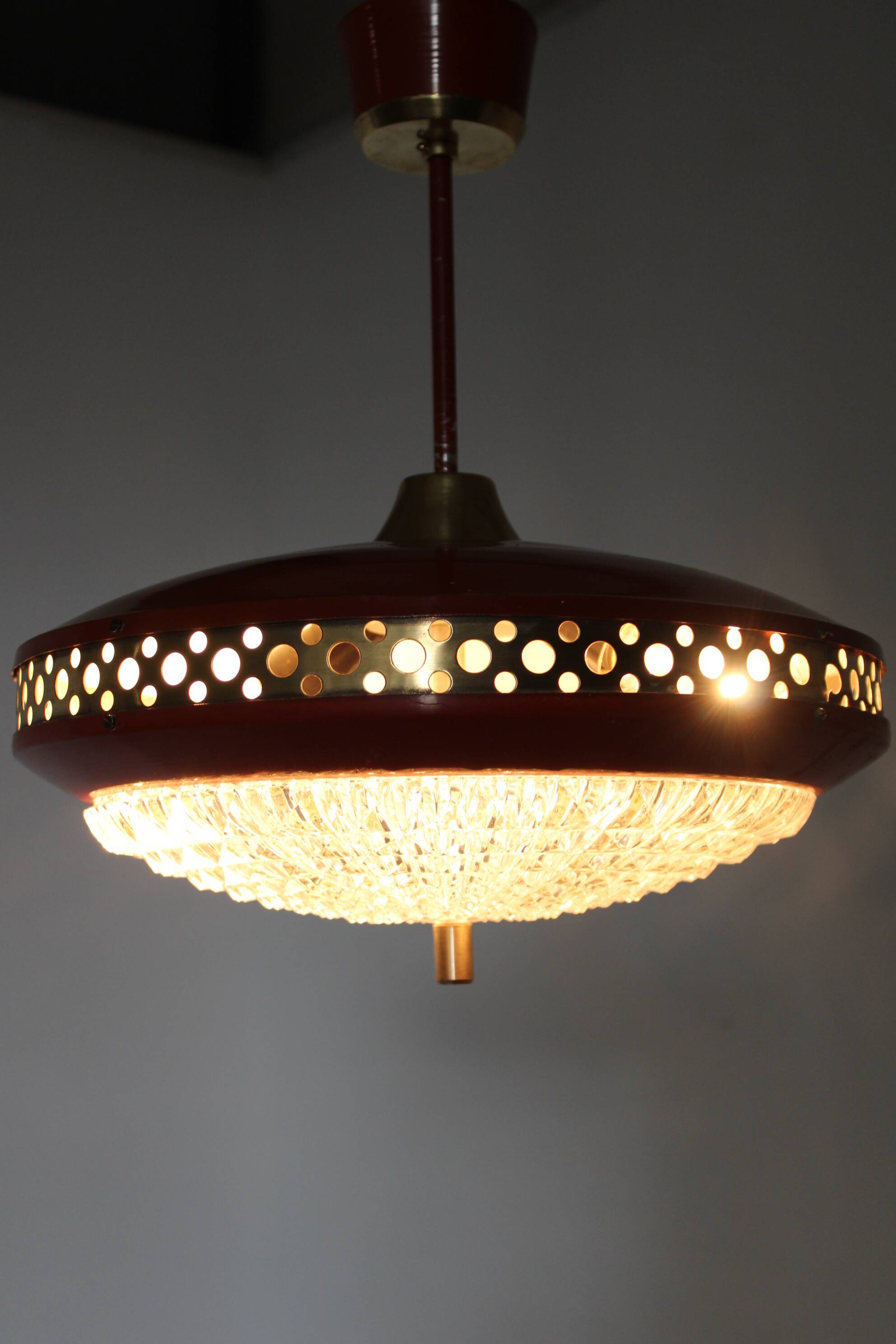 1970s space age metal pendant by ludib bratislava, czechoslovakia