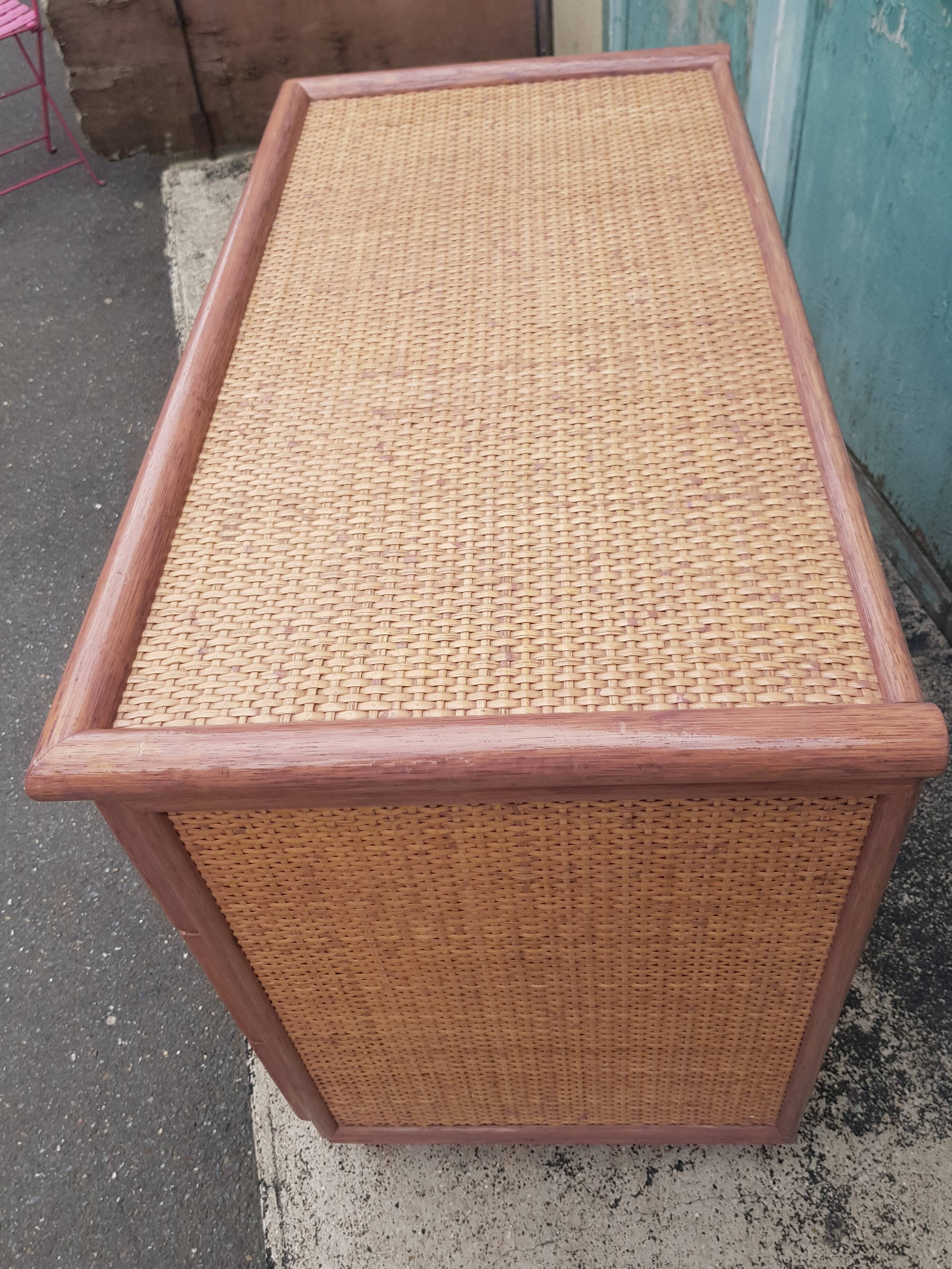 Commode Maugrion en rotin années 1980