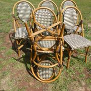 Set of 6 chairs bistro terrace "Parisian" rattan and brown braiding