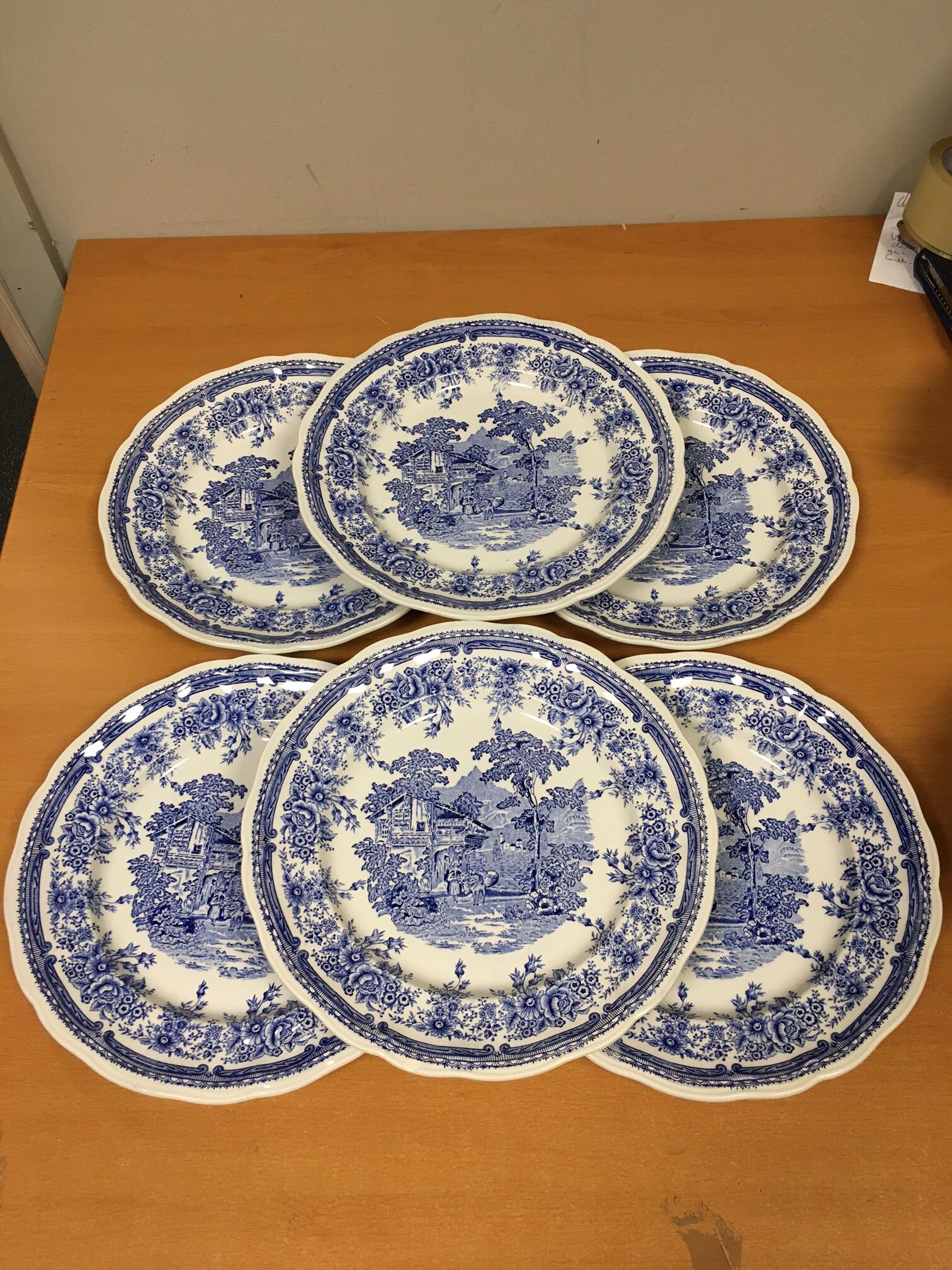 6 flat plates Luneville KG blue