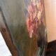 Old table still life with flowers oil painting