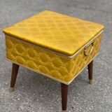 Yellow Scandinavian stool with square storage