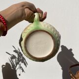 Pitcher in slip - earthenware Saint Clement numbered with fruit and grape basket decoration