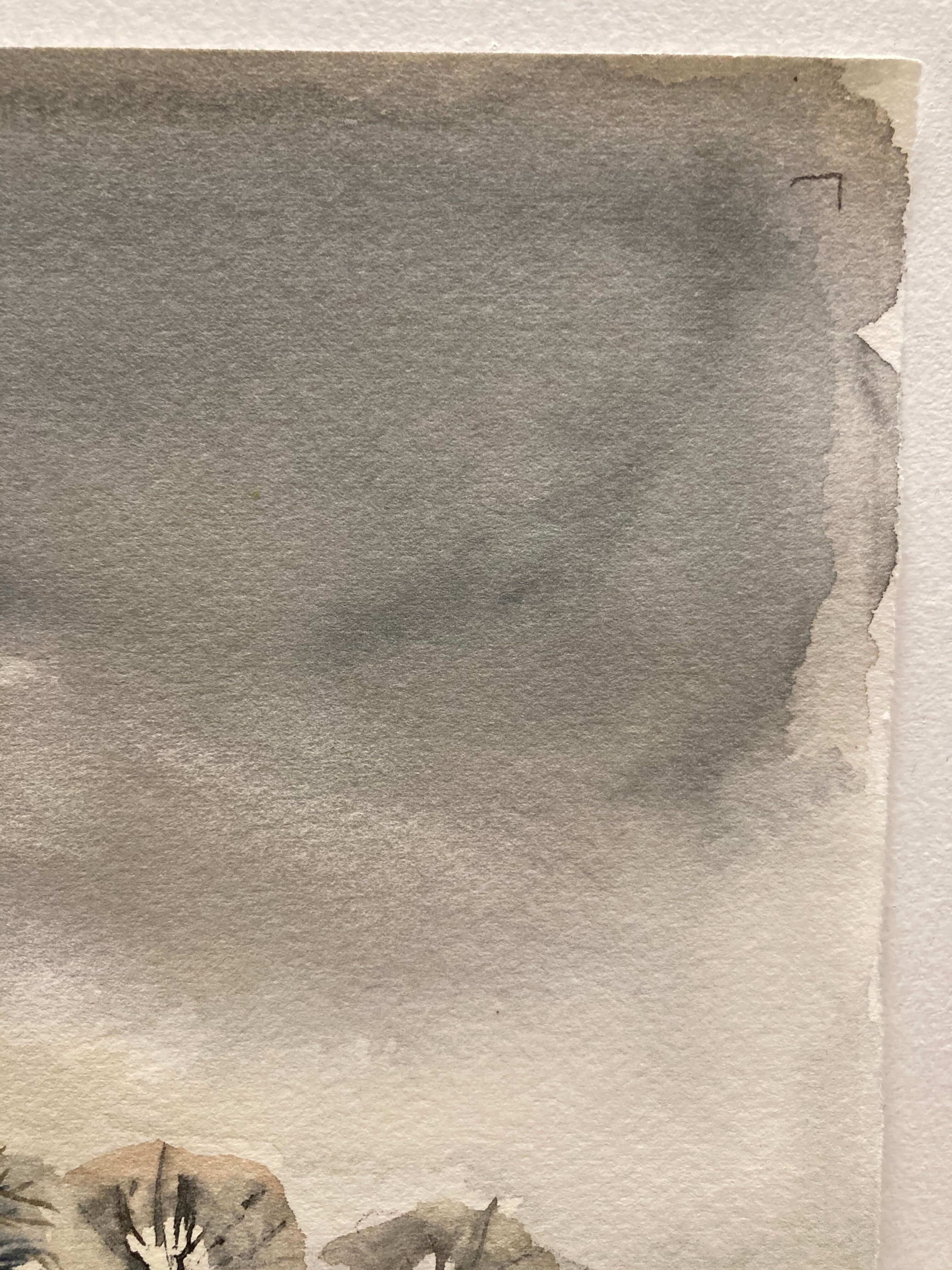 Watercolor winter landscape