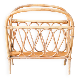 Bamboo/rattan magazine rack, 1960s