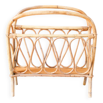 Bamboo/rattan magazine rack, 1960s