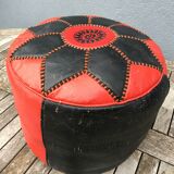 Moroccan leather pouf circa 1970