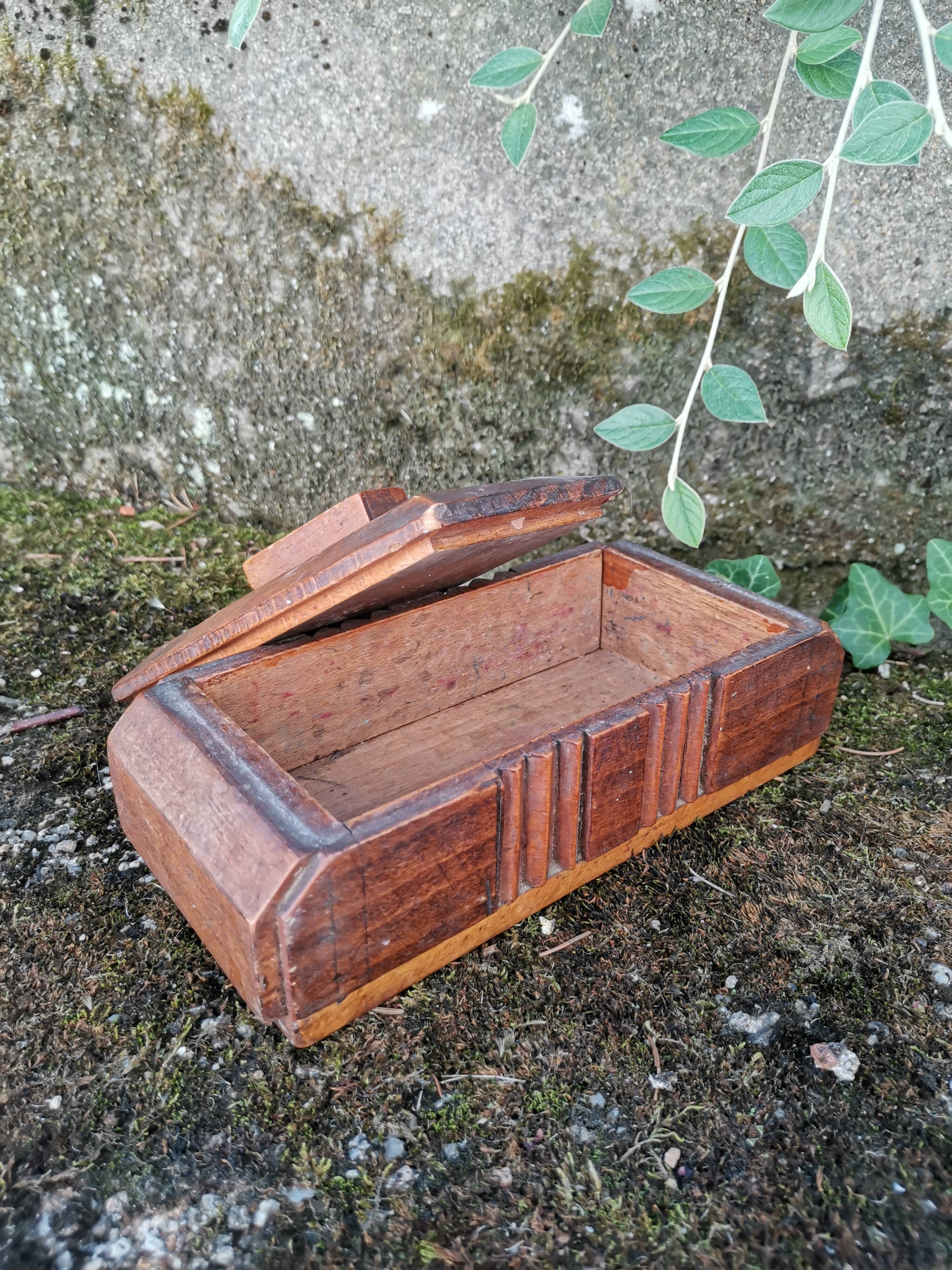 Carved wooden box