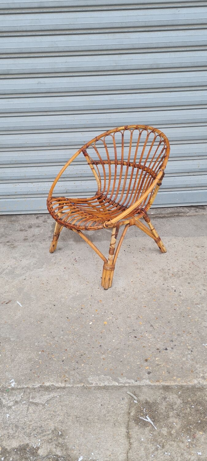 Rattan shell armchair 1960