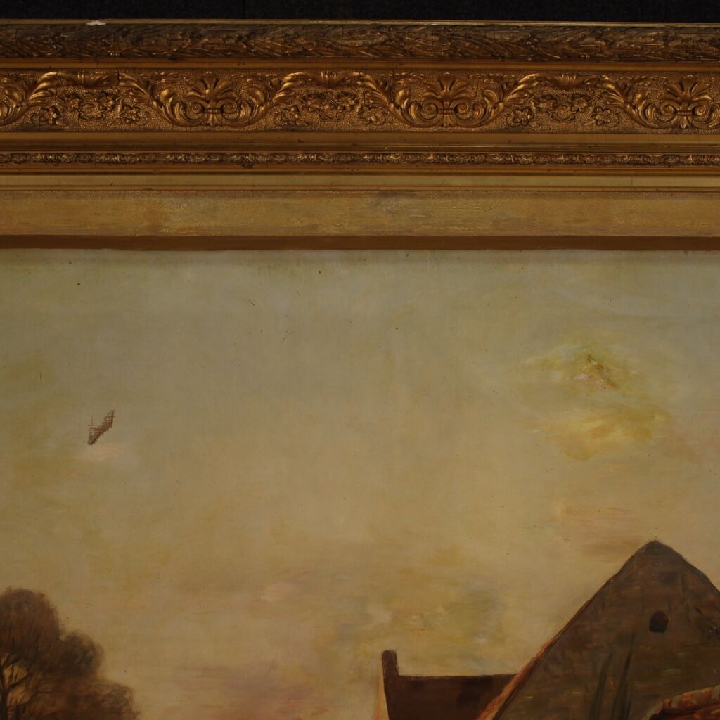 French signed landscape painting oil on canvas dated 1899