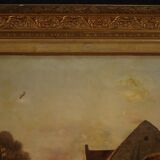 French signed landscape painting oil on canvas dated 1899