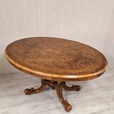 Napoleon III era pedestal table in burr walnut