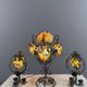 Set of three lamps in bronze and polychrome Murano glass, 20th century