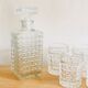 Set five glasses and whiskey decanter in chiseled glass