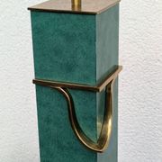 Pied de lampe vintage Jean Roche, 1980, laiton & vert