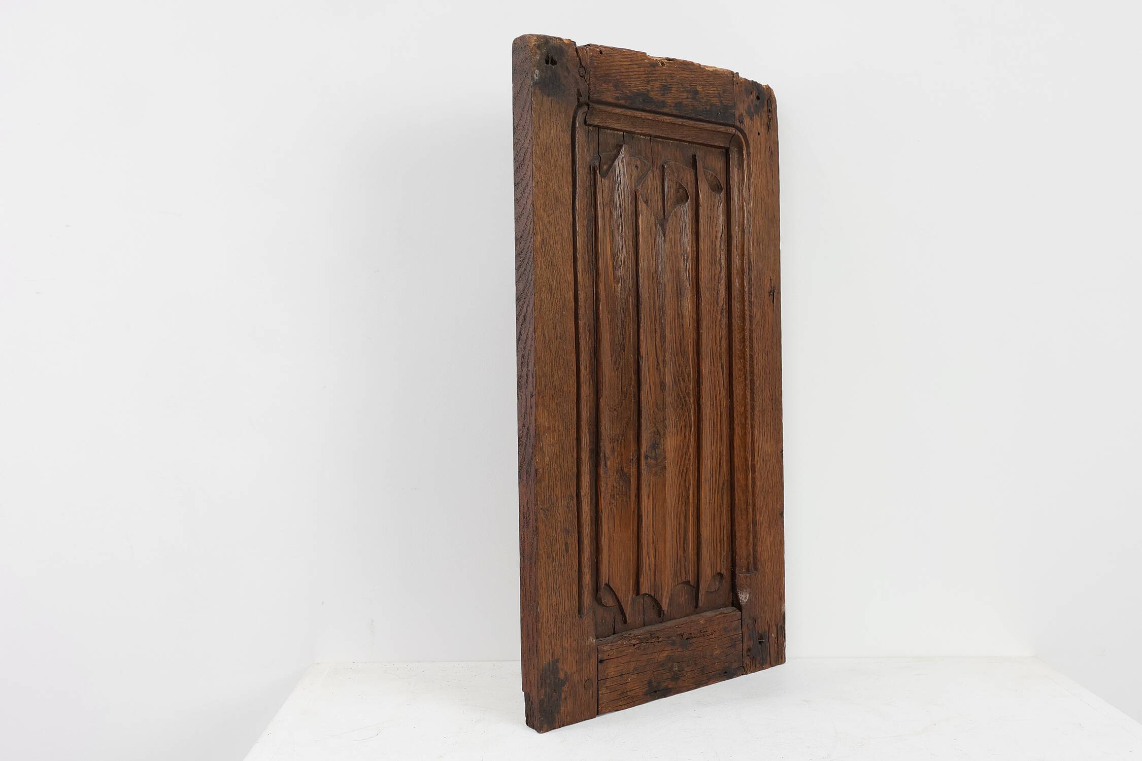 Early 16th Gothic century carved oak relief panel, France